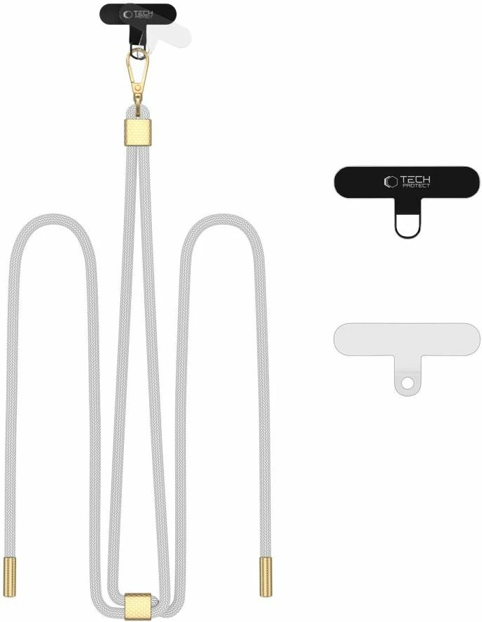 Praktičen crossbody trak za telefon Tech-Protect C2S, nastavljiv, siva, komplet z 2 adapterjema