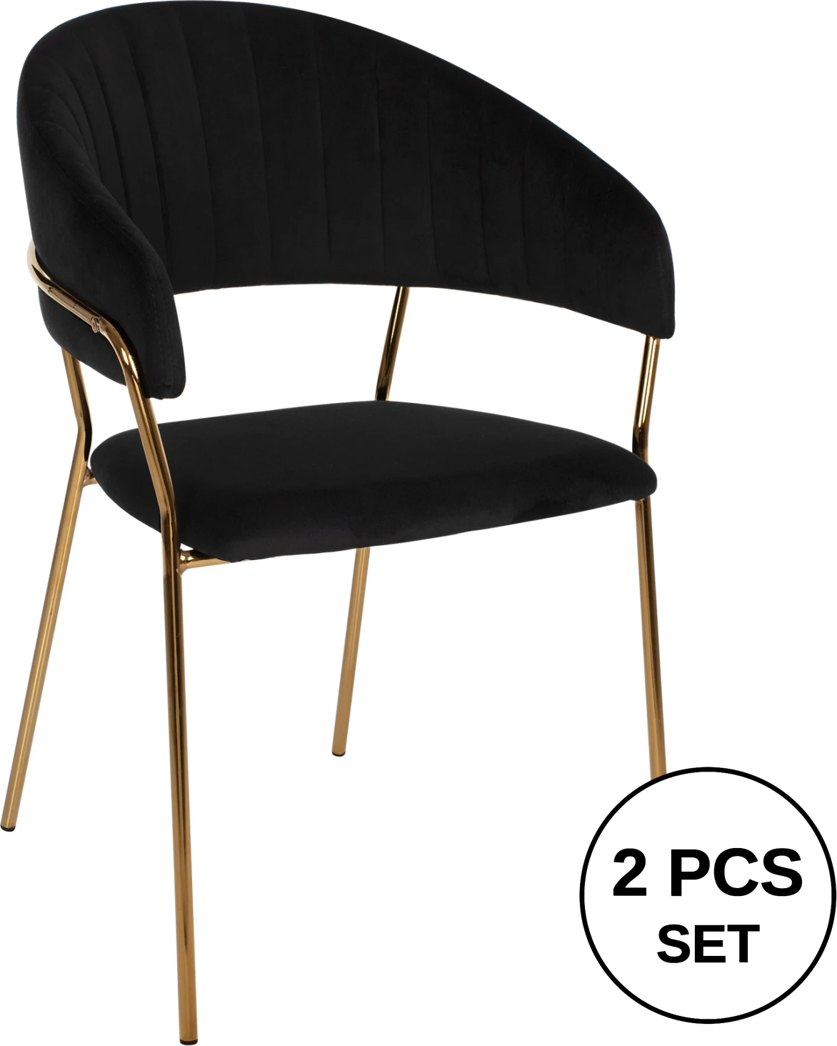 Fotelj THEODORE FH8520.04 črni žamet in zlati okvir 55Χ50Χ82Hcm, set 2 kosov