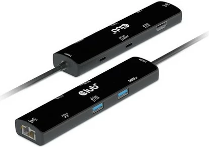 USB-HUB 6-v-1, HDMI, 2x USB-C, 2x USB-A, LAN, 4K120Hz, PD 100W, Club3D, črn