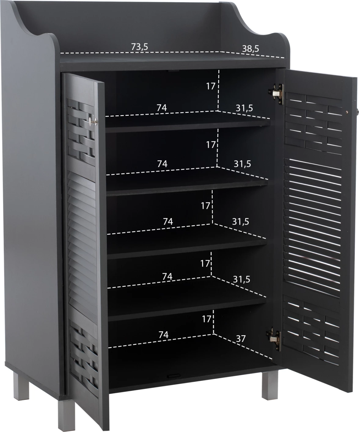 Lesena omara za čevlje KAILENA siva FH2230.10 77x40x121,5 cm