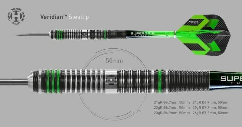 Dart puščice, Harrows Veridian, črno-zelene