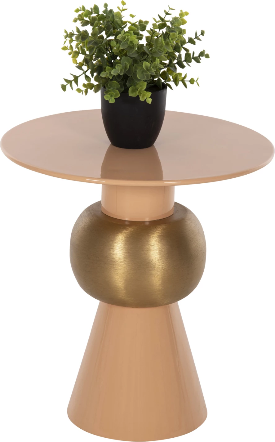 Pomožna miza PATNA FH4235.08 kovinska v topli roza (losos)-zlati barvi Φ40,5x43Hcm