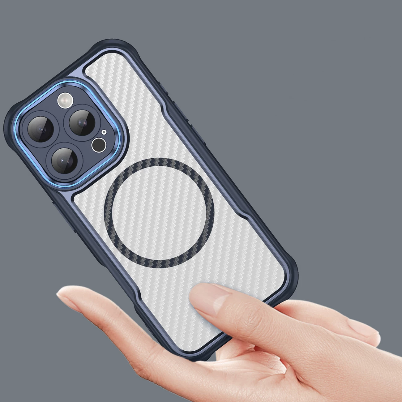 Ovitek za telefon MagSafe za iPhone 16 Pro, TPU, moder — Hurtel Leading Series