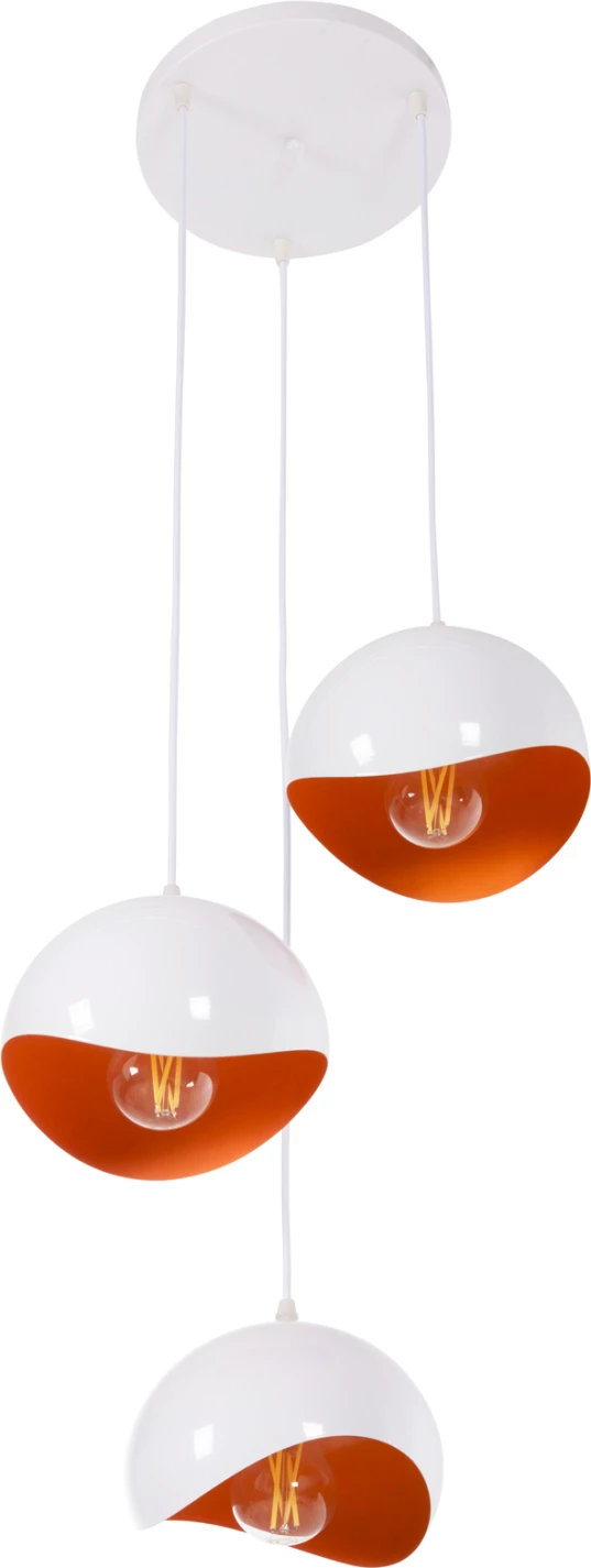 Stropna viseča svetilka s 3 lučkami FH4166.02 kovinske krogle v belo-oranžni barvi Φ20x112Hcm
