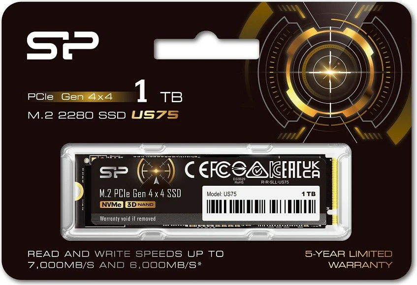 Notranji SSD Silicon Power US75, 1 TB, M.2 PCIe Gen4x4 NVMe 1.4