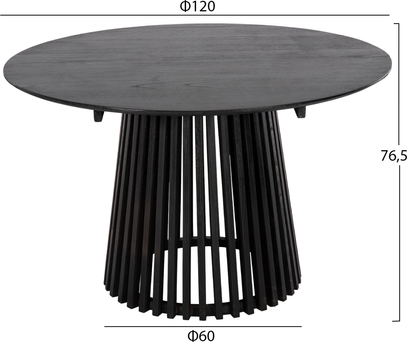 Jedilni set 5 kosov OSLO FH21075.01 okrogla miza Φ120cm in 4 jedilni stoli-črna