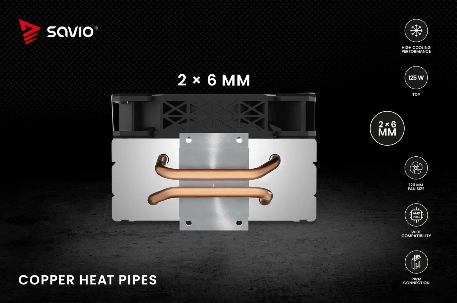 Procesorski hladilnik Savio FROST X2, 120 mm, PWM, 125 W TDP, črn