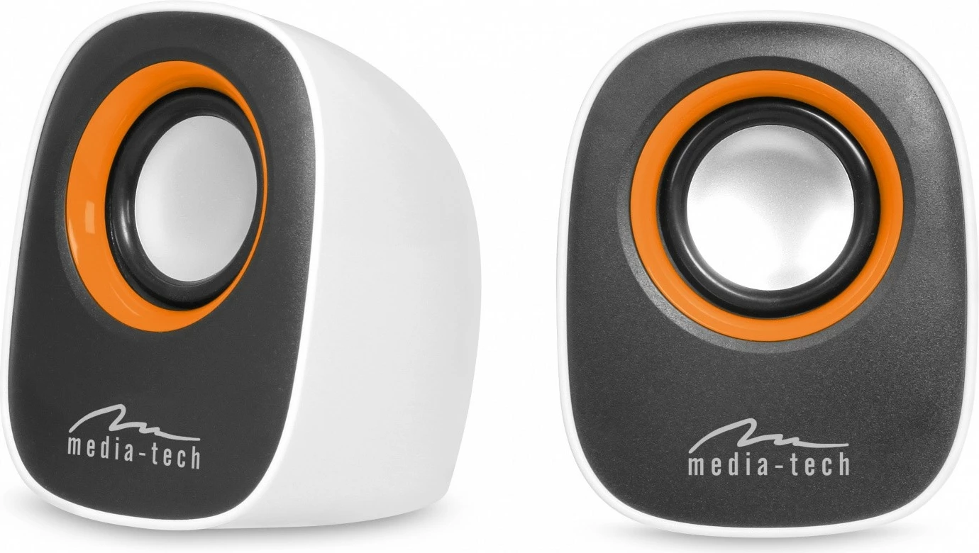 Stereo zvočniki, Media-Tech MT3137W, 6 W, 3,5 mm, USB, črno-oranžno-beli