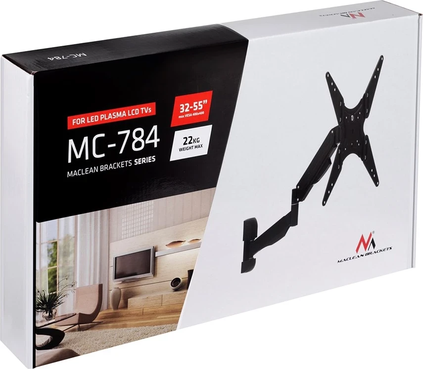 Nosilec za TV/monitor Maclean MC-784, 32–55", črn