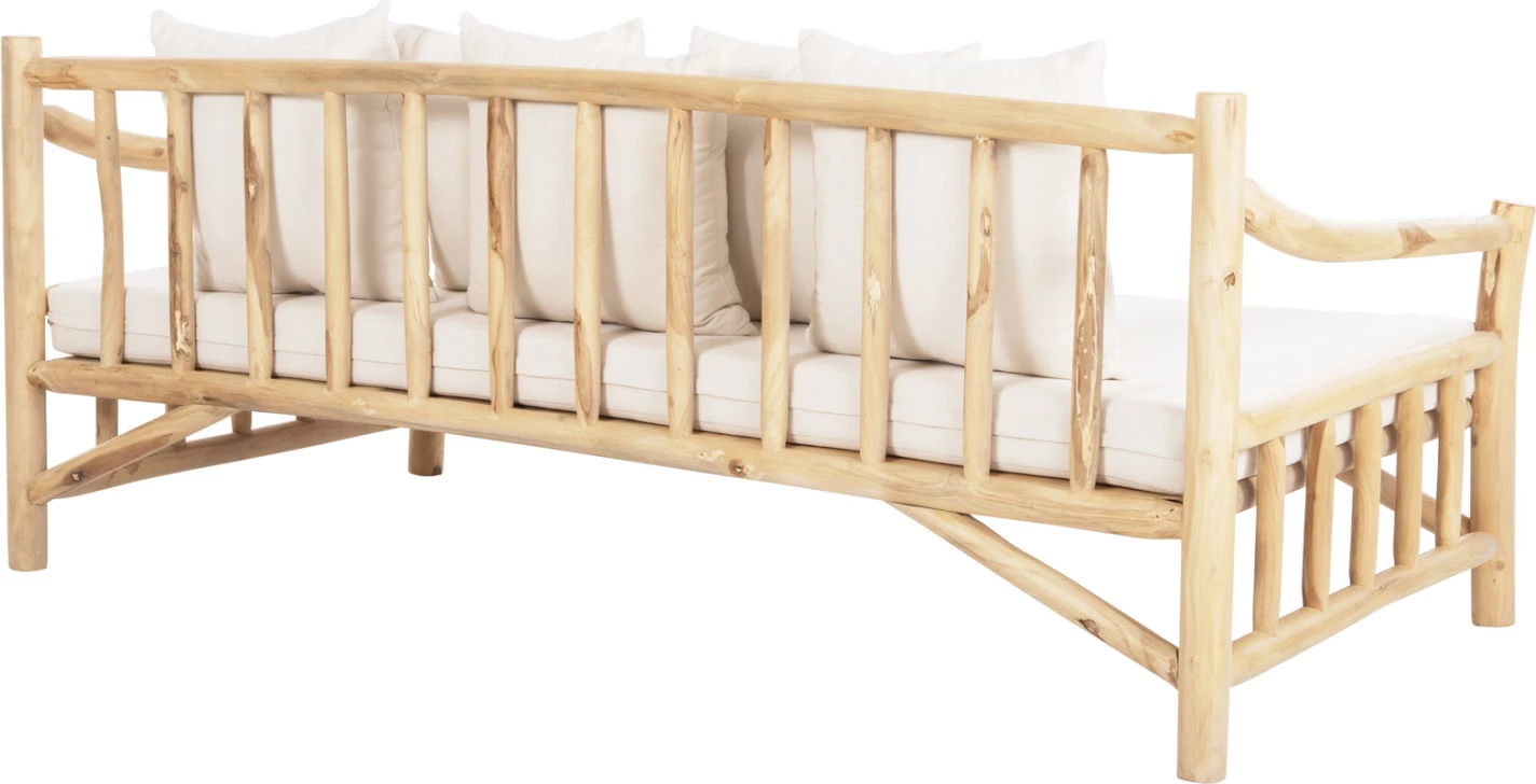 Sedežna garnitura TORC FH9339 iz masivnega tika naravno-bela 210x100x80H