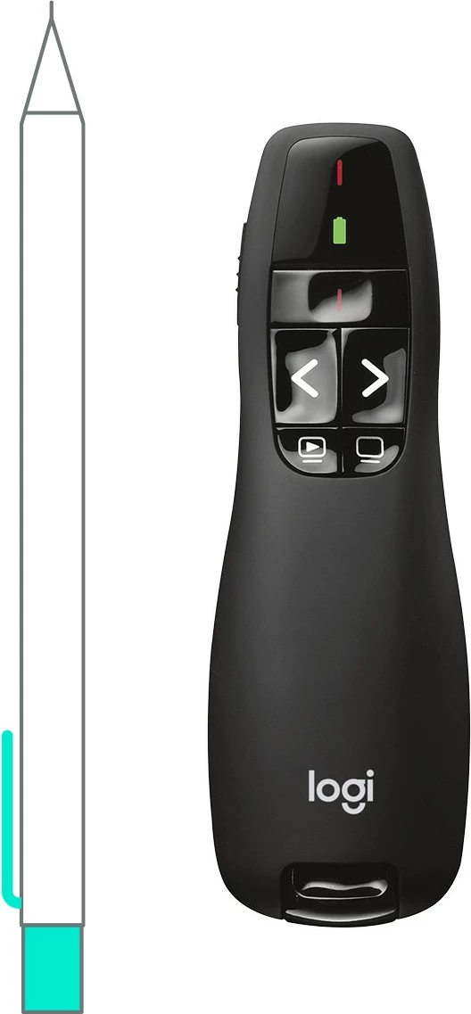 Brezžični prezenter R400, Logitech, RF, USB, 15 m, črn