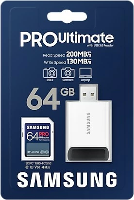 Kartica pomnilnika PRO Ultimate 64GB SDXC UHS‑I, 200 MB/s, Samsung, bela