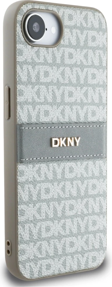 Zaščitni ovitek z vzorcem DKNY Repeat Texture in kovinskim logotipom za iPhone 16e, bež