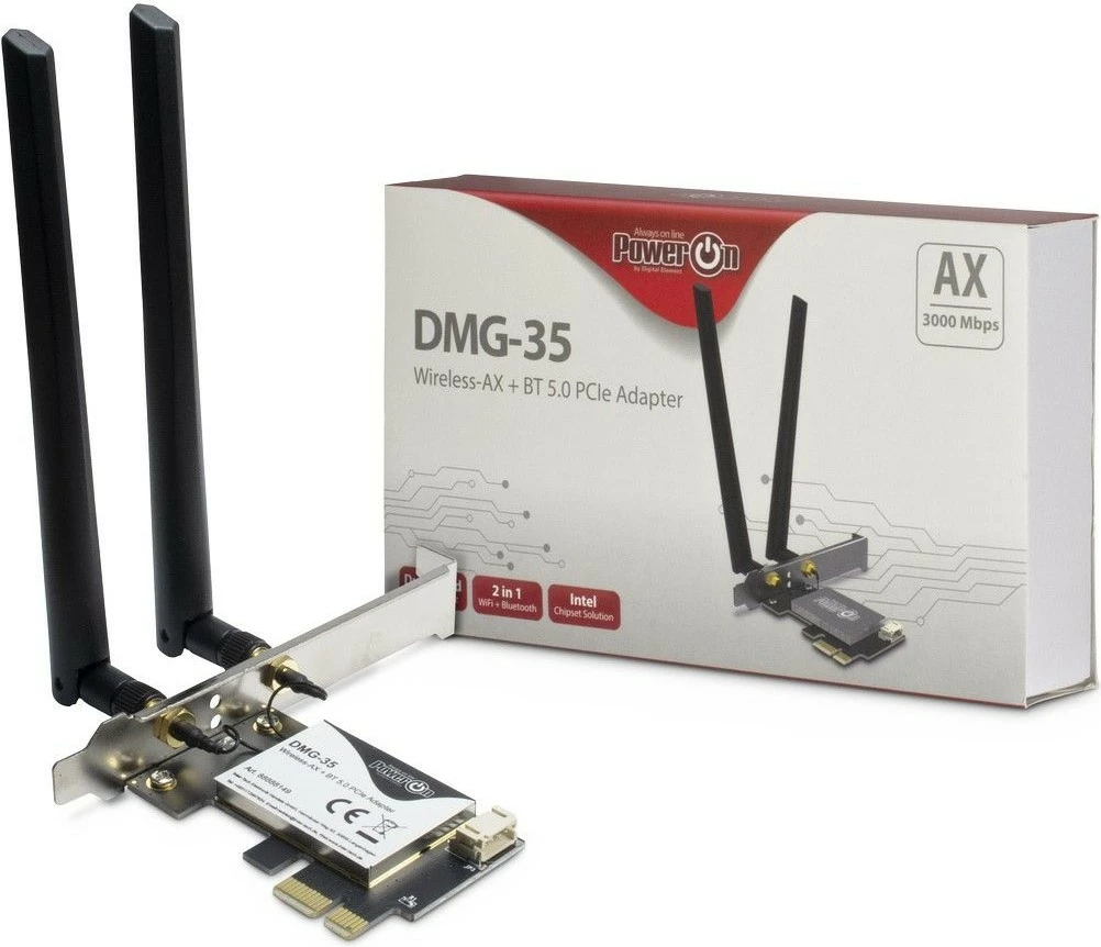 Adapter WLAN in Bluetooth, Inter-Tech DMG-35, PCI Express, 3000 Mbit/s, črn, srebrn