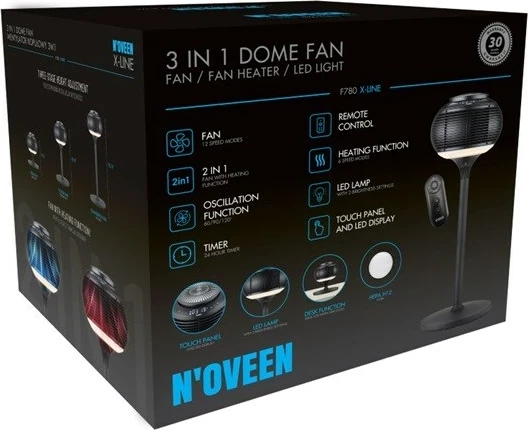 Ventilator za dom, 1200 W, črn — N'OVEEN F780 Dome