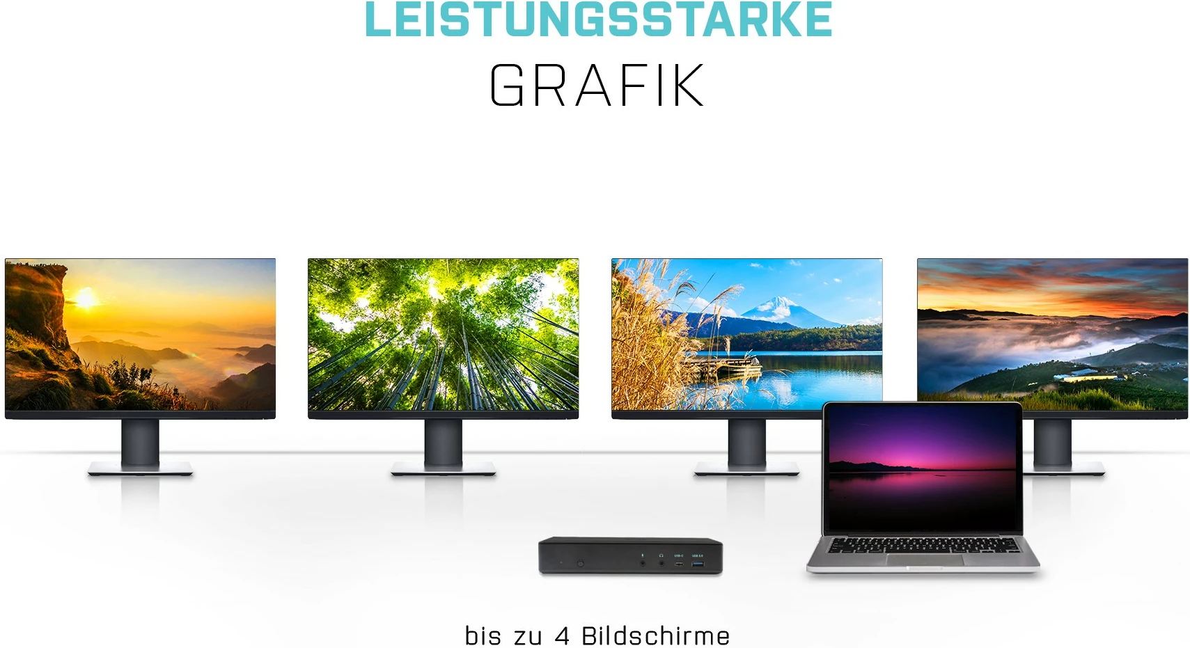 Dokkena postaja za prenosnik I-Tec USB-C Quattro Display, 85W, 4 izhodi za monitor, LAN, črna