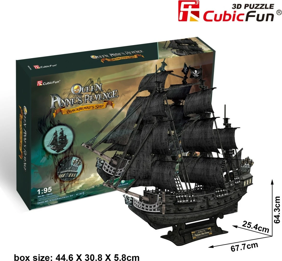 3D sestavljanka Cubic Fun Queen Anne's Revenge, velik komplet, 308 kosov
