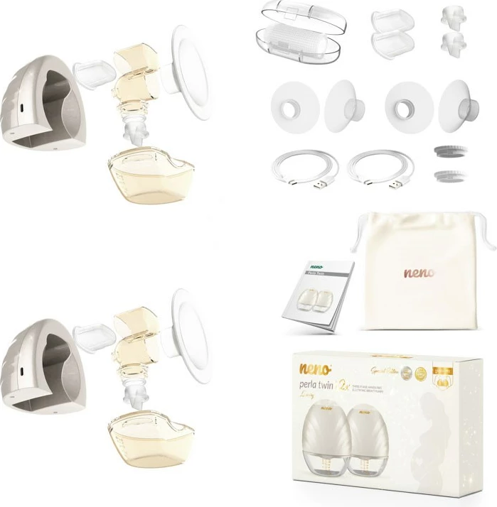 Električna prsna črpalka, komplet 2 kosa, z LCD zaslonom, brez BPA Neno PERLA TWIN