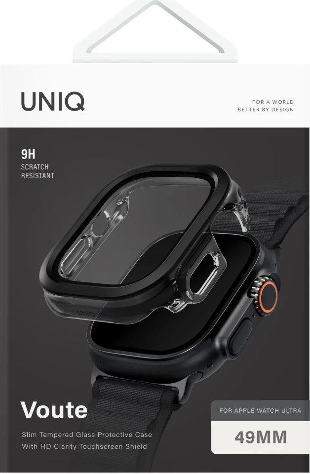 Ovitek UNIQ Voute za Apple Watch Ultra 49 mm, kaljeno steklo, črn