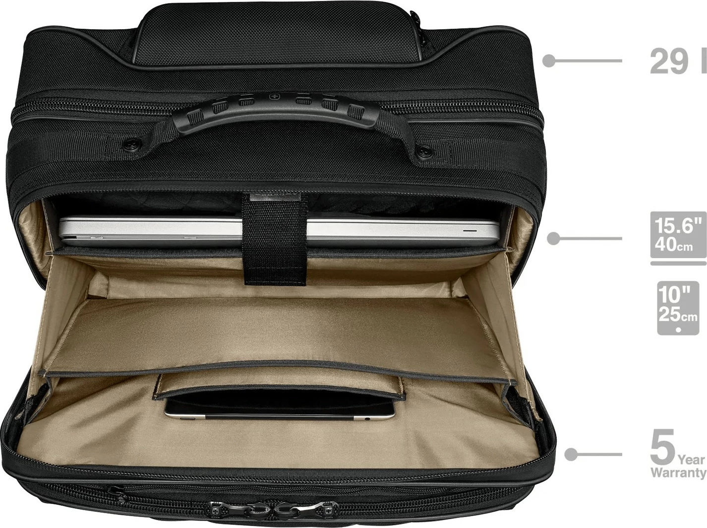 Torba za prenosnik Wenger Legacy Black Series, 15,6'', z kolesi, črna