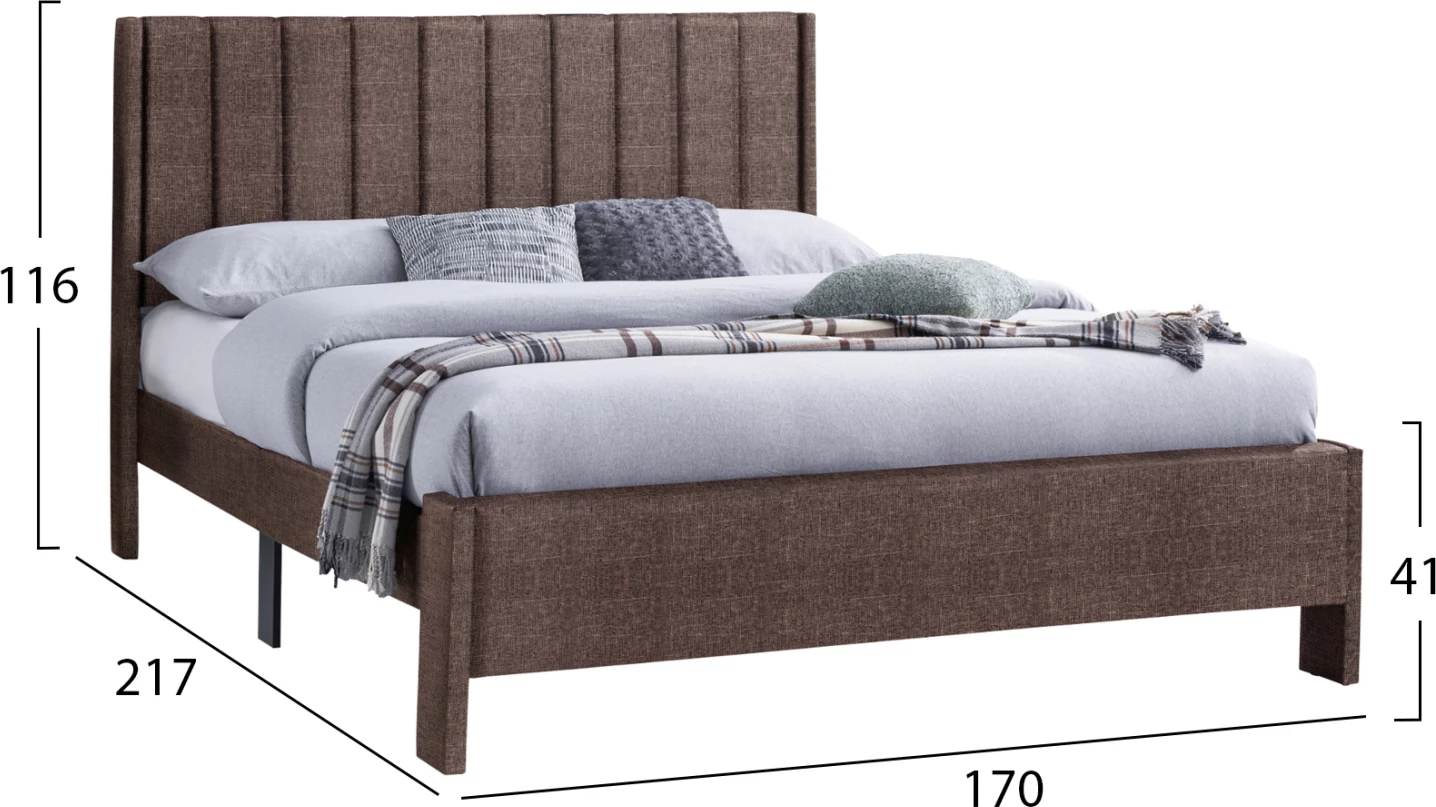 Dvojna postelja KREDEN FH686.03 rjava tkanina za vzmetnico 160x200 cm