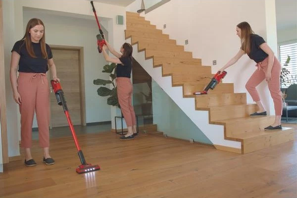 Sesalnik 2-v-1 Einhell TE-SV 18 Li-Solo, brez vrečke, z zamenljivo baterijo, črn/rdeč