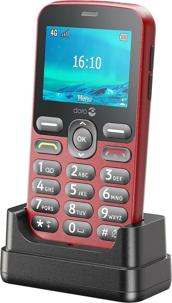 Enostaven mobilni telefon Doro 1880, Single SIM, 2,4", rdeč