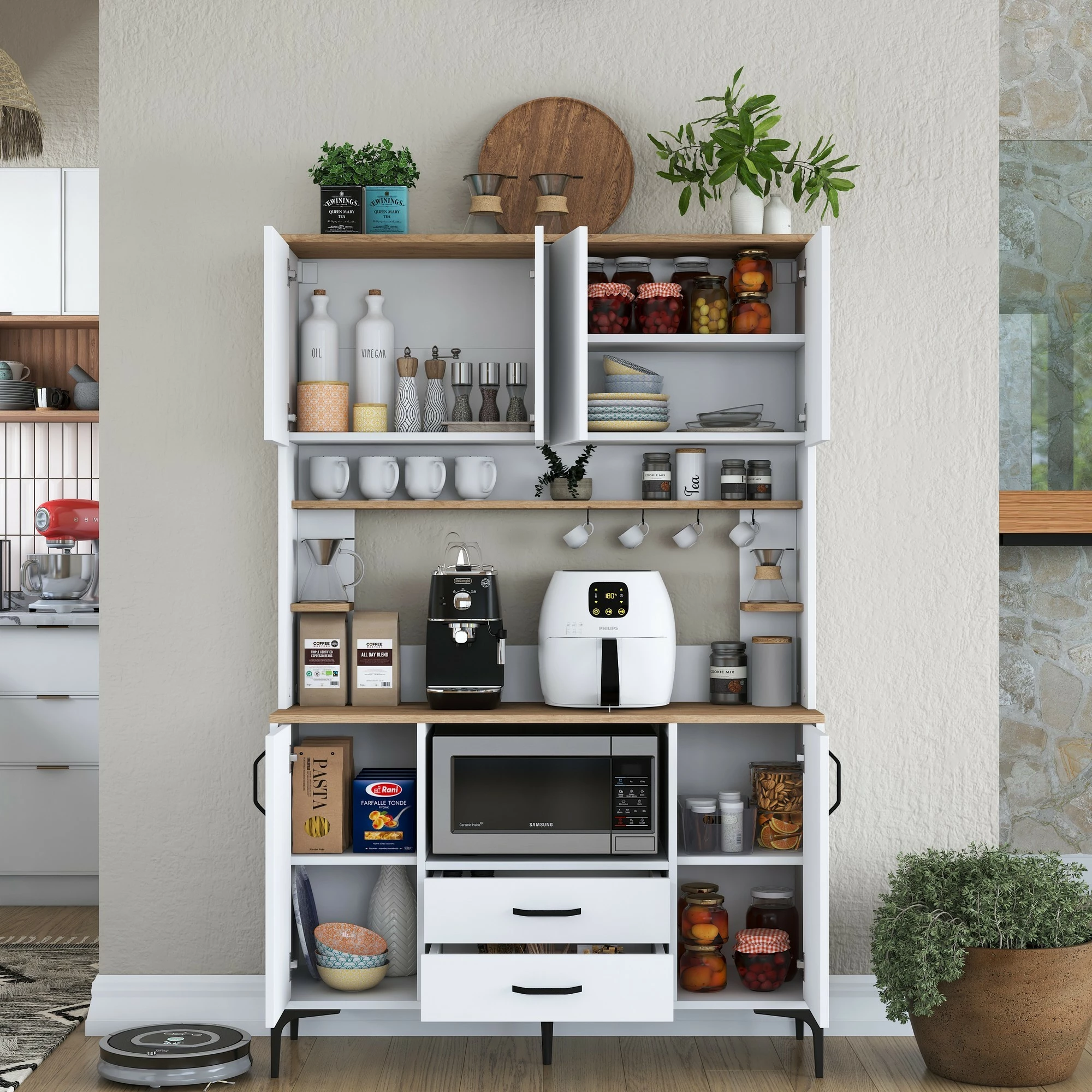 Multifunkcijski omarica Hanah Home JE168 - 3257, bela in oreškasta