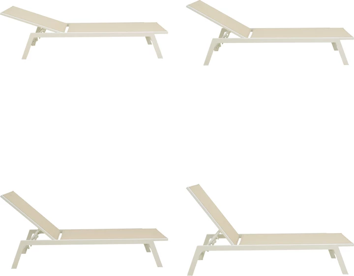 Ležalnik iz aluminija in textilena, bež in bel, Boka, 60x192x31 cm