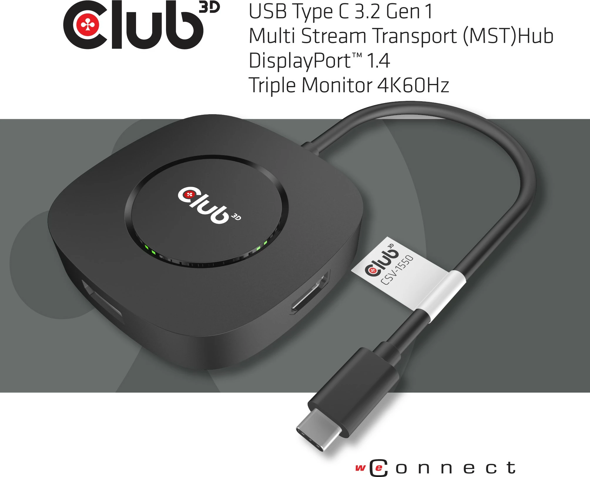 Adapter za razširitev zaslona Club3D CSV-1450, USB-C na 3x DisplayPort 1.4, črn