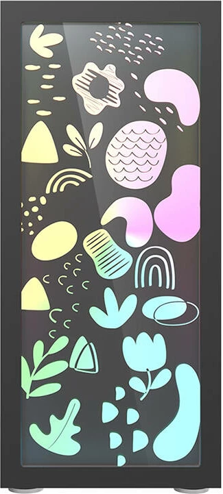 Računalniško ohišje Darkflash DK210 Graffiti, Mid Tower, ATX/M-ATX/ITX, brez ventilatorjev, črno