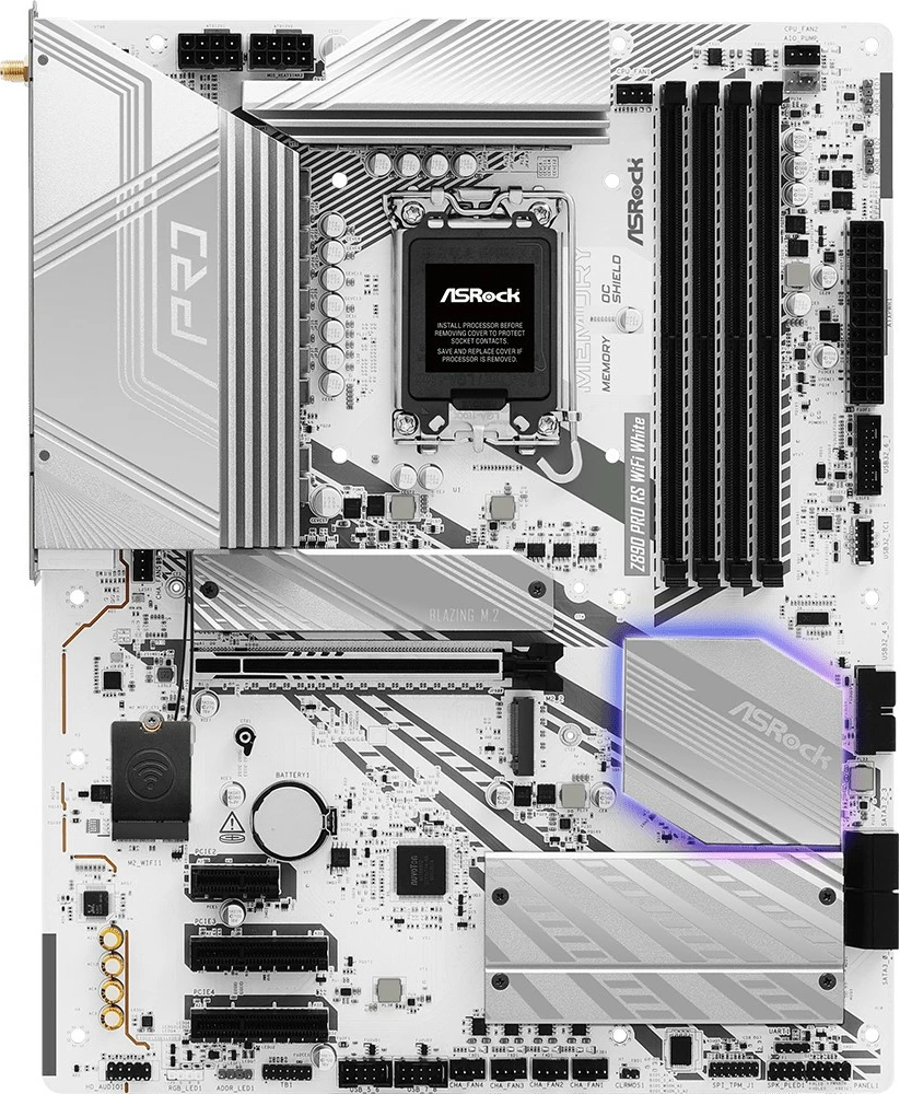 Plošča ame ASRock Z890 Pro RS WiFi, Intel, LGA 1851, DDR5, 256 GB, bela