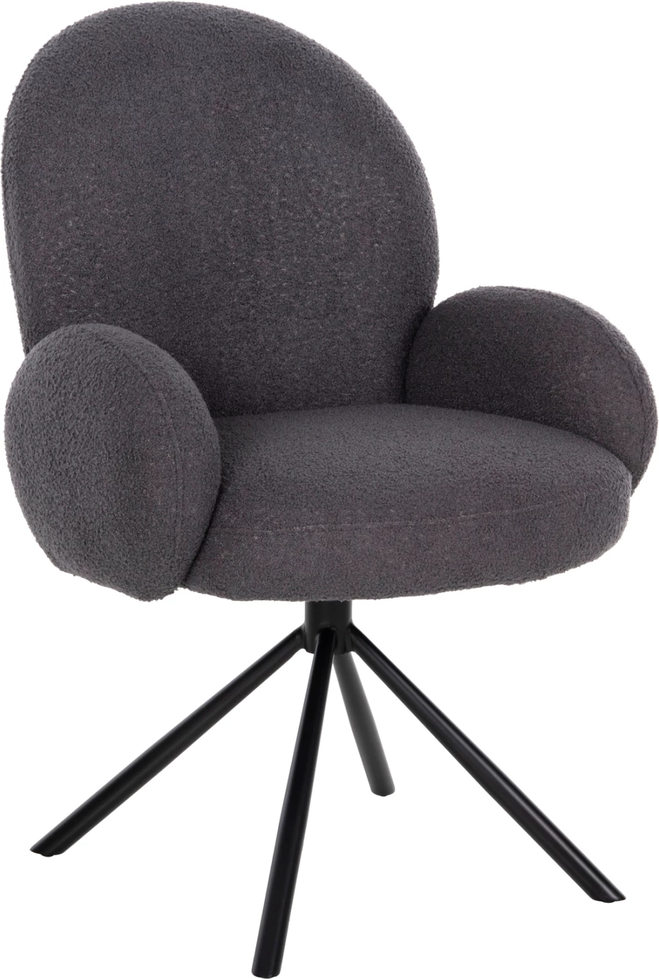 Vrtljiv naslanjač WINON FH9778.01 iz sivega tkanine TEDDY - črna kovinska osnova 65x67x92H cm