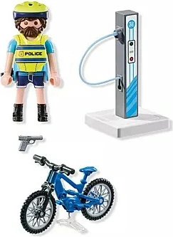 Igralni set policijske patrulje z električnim kolesom, Playmobil Action Heroes 71732, 15 kosov