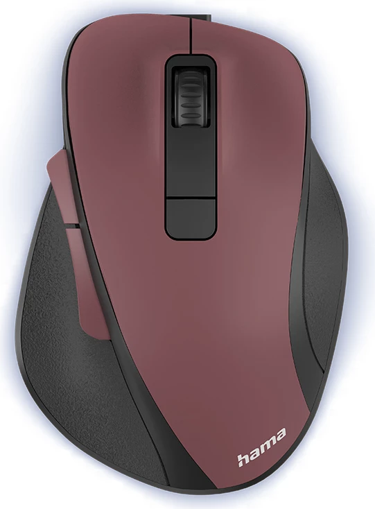 Brezžični miška z vgrajeno baterijo Hama MW-500 V2 Recharge, 1600 DPI, burgundy