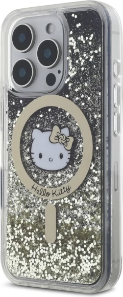 Ovitek z tekočim bleščicami Hello Kitty MagSafe za iPhone 16 Pro Max, zlata