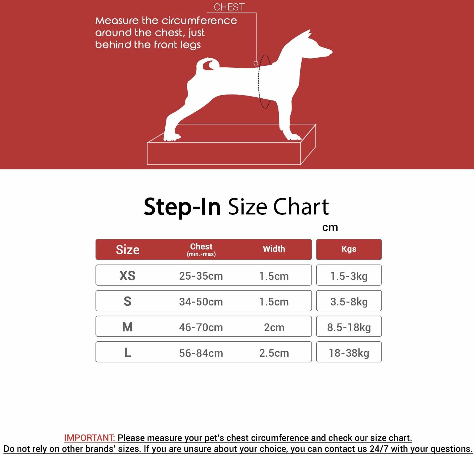 Oprsnica za psa Paws & Whiskers, step-in, rdeča