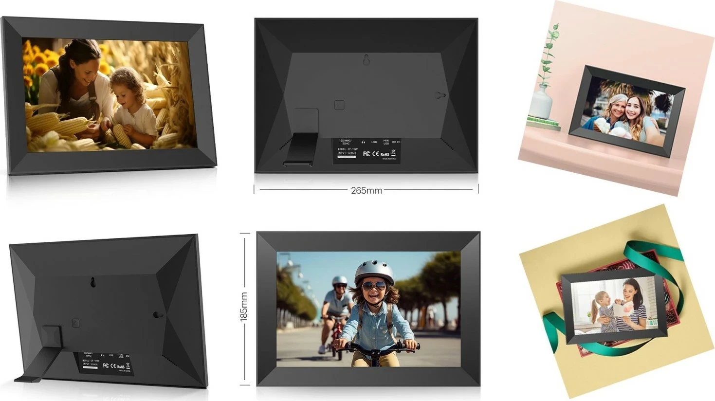 Digitalni okvir Kodak CF102P, Wi‑Fi, 32 GB, zaslon na dotik, črn