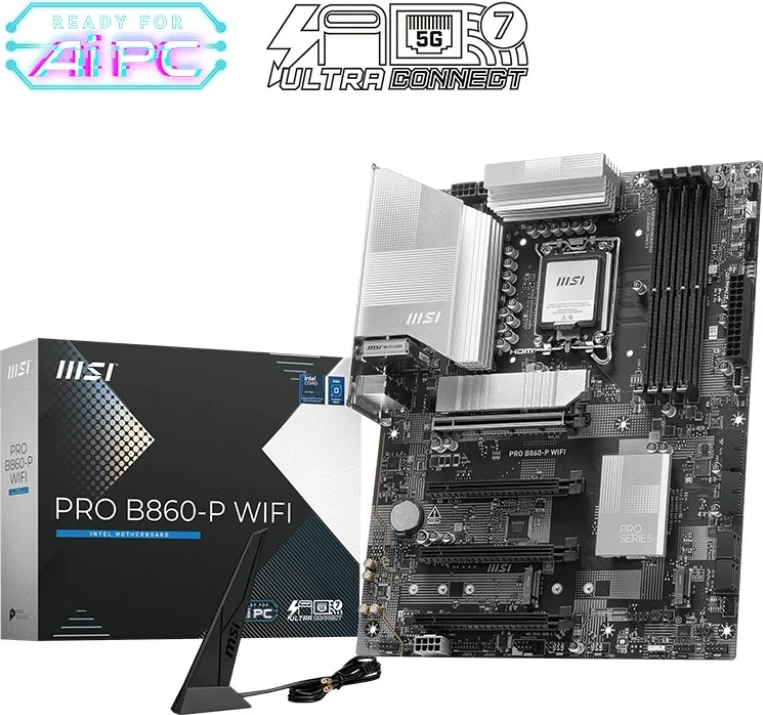 Matična plošča MSI PRO B860-P WIFI, Intel B860, LGA 1851, ATX, črna