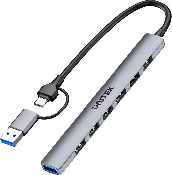 USB razdelilec UNITEK H1209AGY01, 7 vrat, sivo