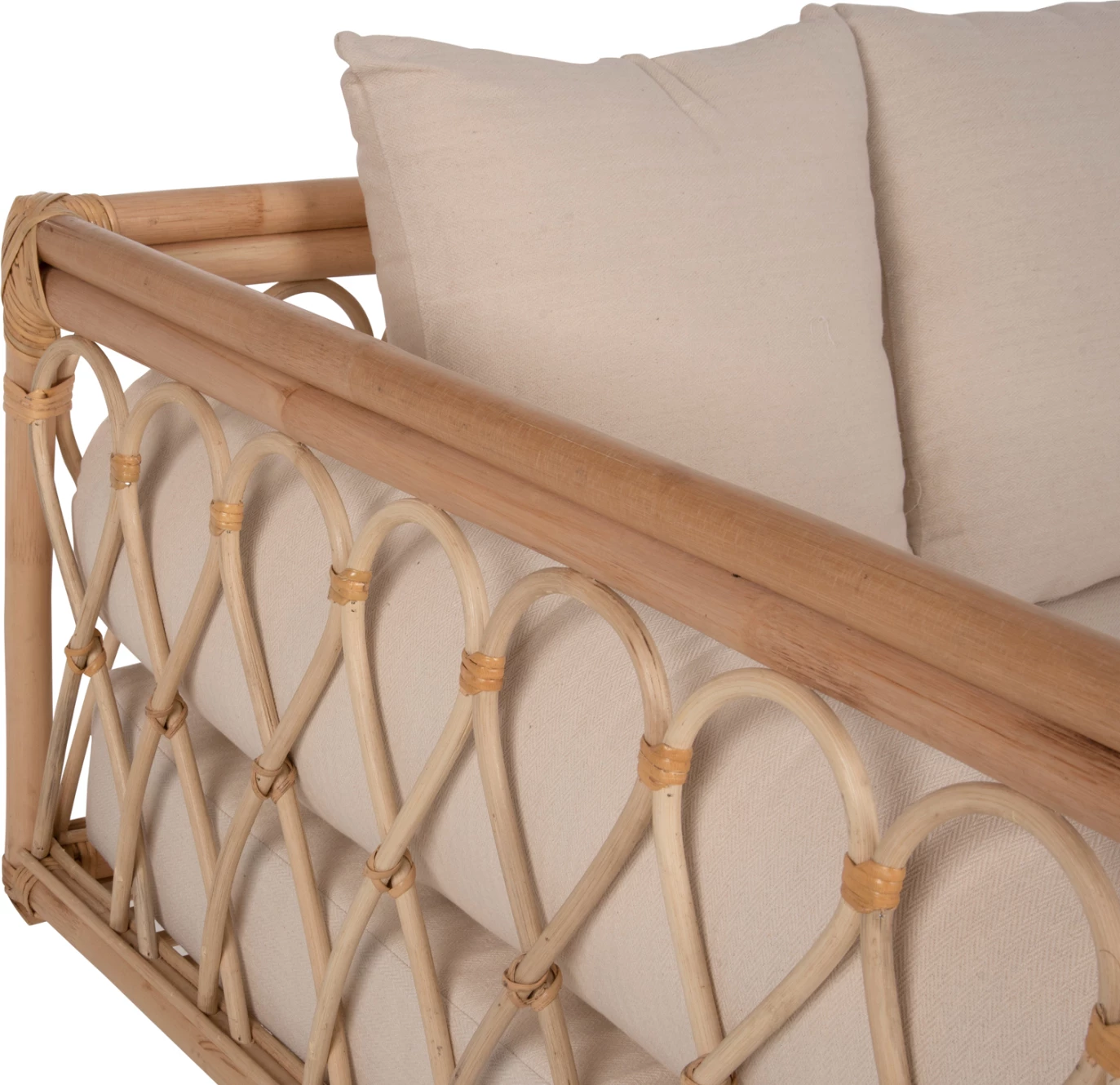 Postelja-kavč ALIKI FH9658 iz ratana v naravni-bež barvi z blazinami 200x100x86H cm