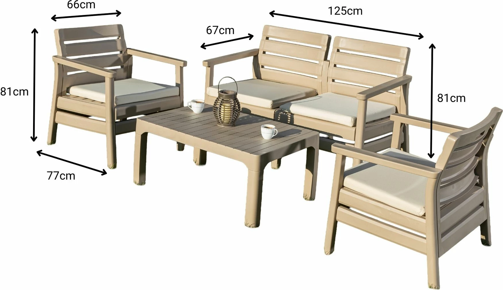 Set lounge za vrt, Skye Decor Solemare 125, puščavska bež