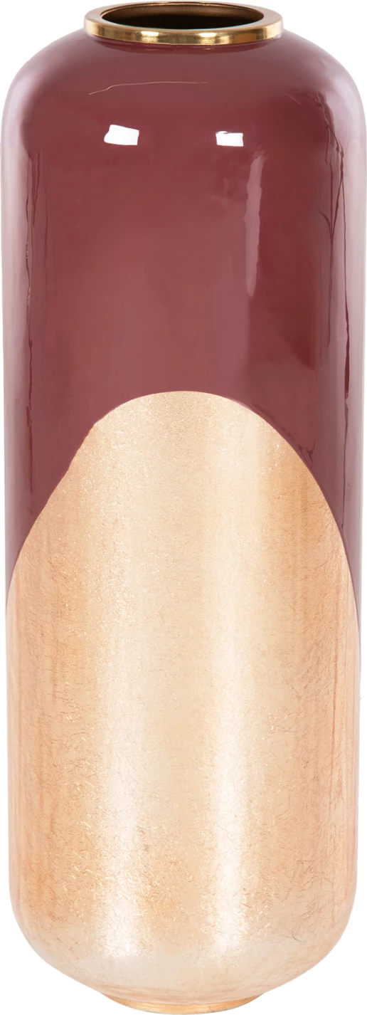 Dekorativna talna vaza RAKSASA FH4232.06 kovinska v češnjevo rdeče-zlati biser Φ24x69Hcm