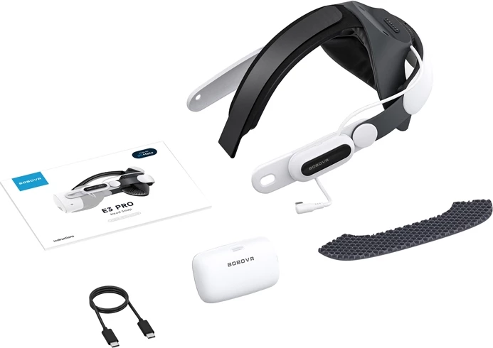 Pas z baterijo BoboVR E3 PRO za Meta Quest 3/3S, 10000 mAh, črn