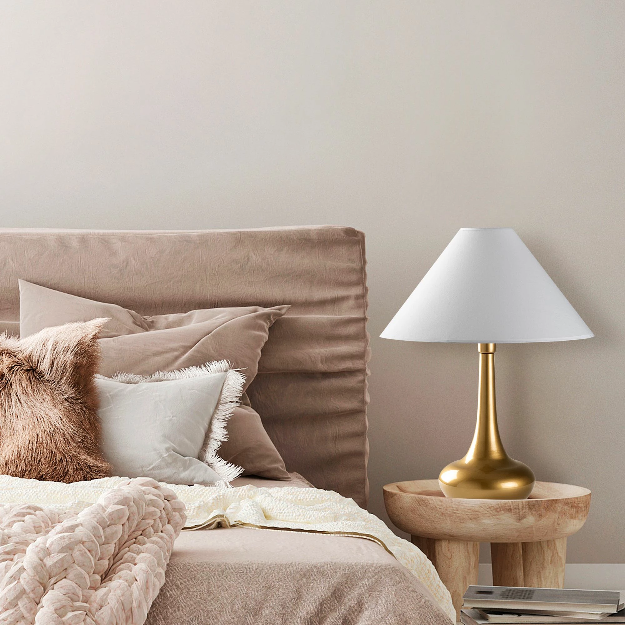 Namizna svetilka Opviq Luna - 15260, zlate in bele barve