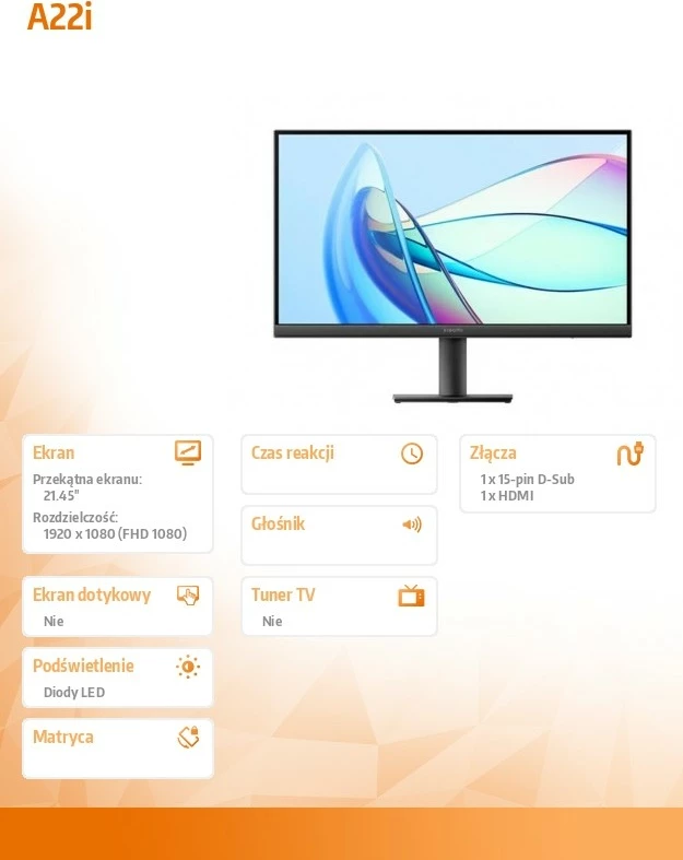 21,45" Full HD monitor XIAOMI A22i, 75 Hz, črn