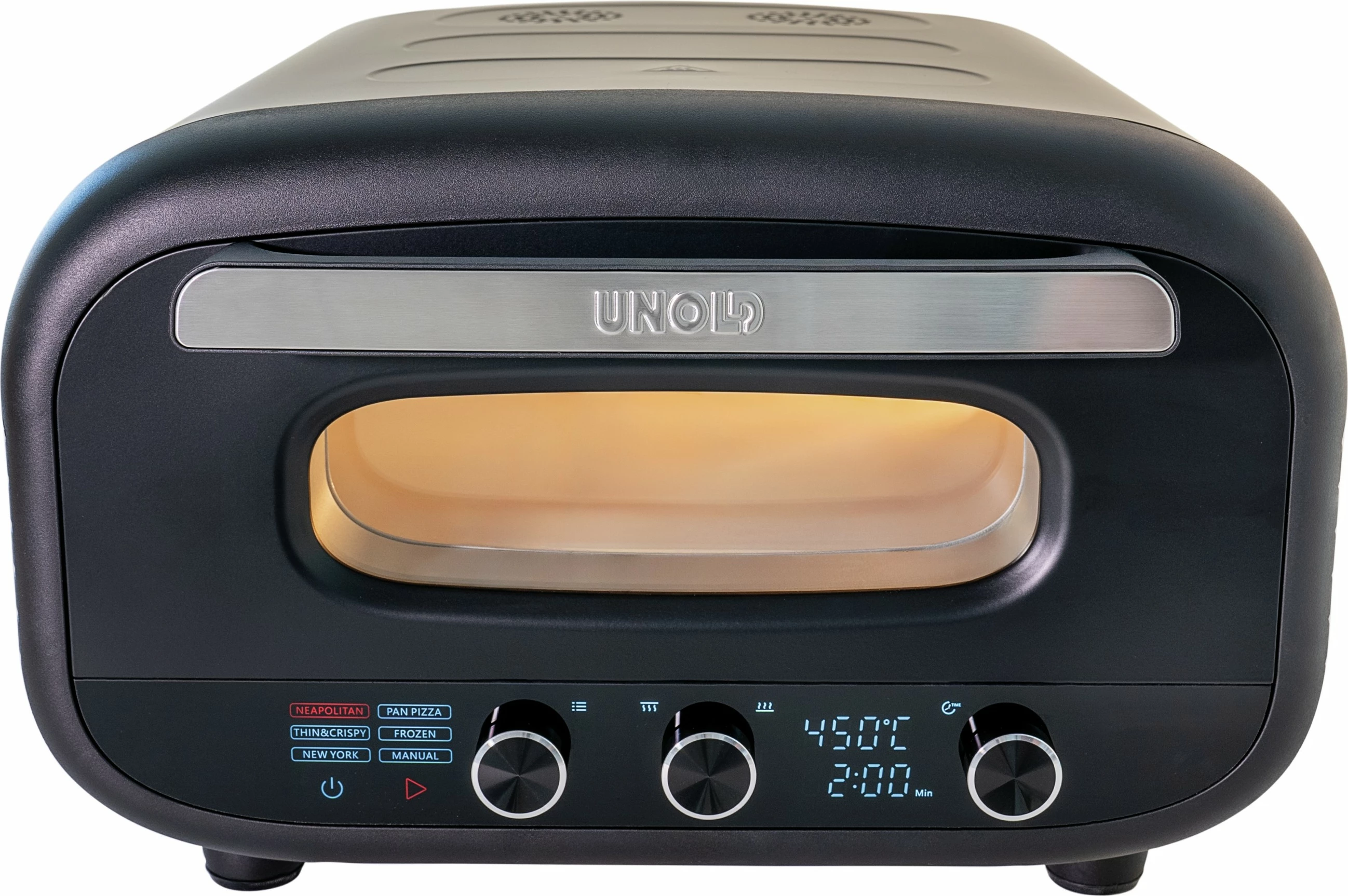 Pizza pečica, Unold 68805, 1 pica, 30 cm, digitalna, 450 °C, črna