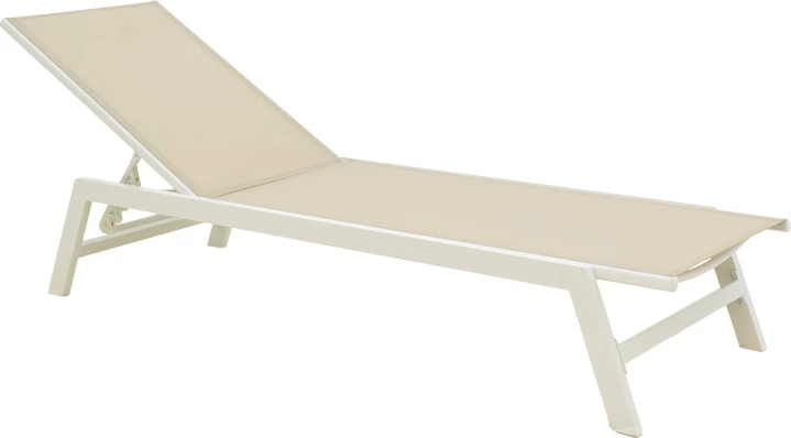 Ležalnik iz aluminija in textilena, bež in bel, Boka, 60x192x31 cm