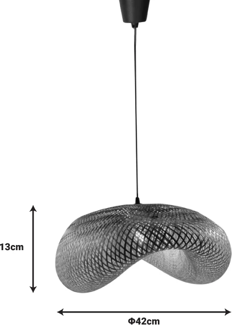 Stropna svetilka iz naravnega bambusa Lighty Inart, E27, D42×13 cm