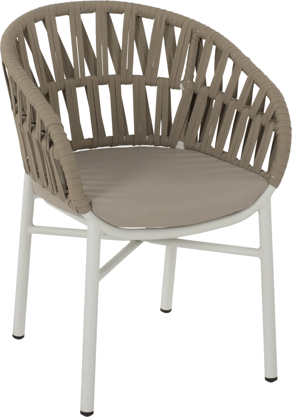 Aluminijasti naslanjač bel z bež vrvjo 57x56x78Η cm FH5857.02